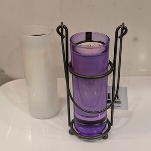 Two Glass Candles With Holder